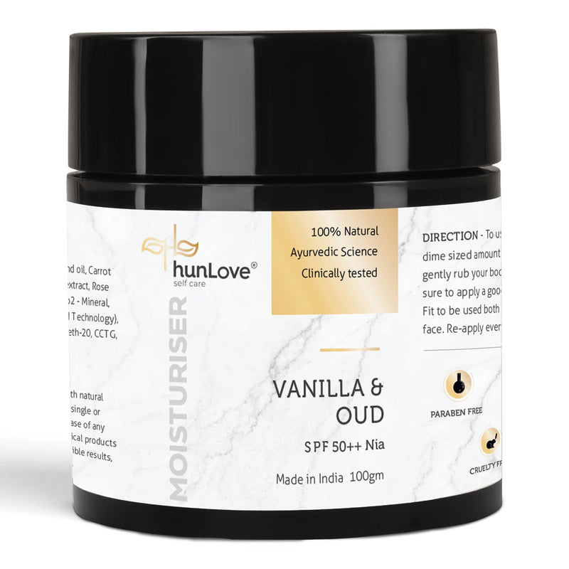 Hunlove Vanilla & Oud Moisturiser SPF 50++ (100 Gm)